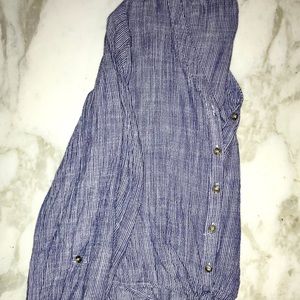 Long sleeve blue and white striped blouse